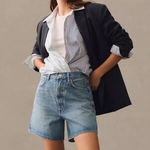 Agolde Stella High Rise Baggy Denim Cotton Shorts -  31